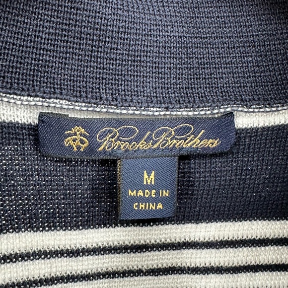 Brooks Brothers Navy White Striped Button Front Cardigan Sweater Pockets size M - Picture 8 of 11